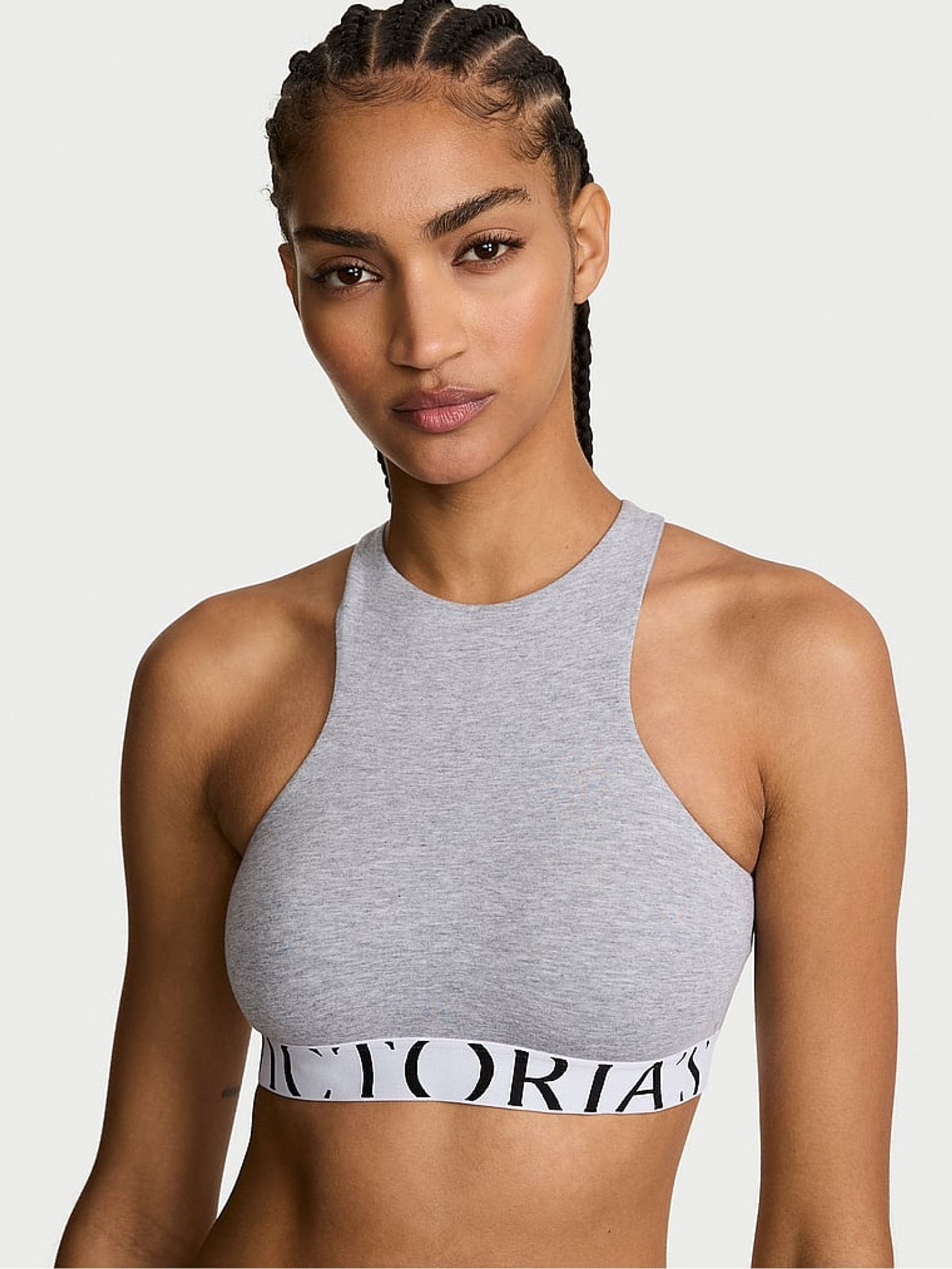 Victoria's Secret Medium Heather Grey Cotton Exploded Logo Bralette