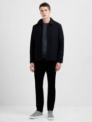 French Connection Black Wool Blend Collared Button-Up Twill Jacket - Image 3 of 5