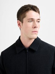 French Connection Black Wool Blend Collared Button-Up Twill Jacket - Image 4 of 5