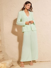 Love & Roses Mint Green Linen Look Wide Leg Trousers - Image 4 of 4
