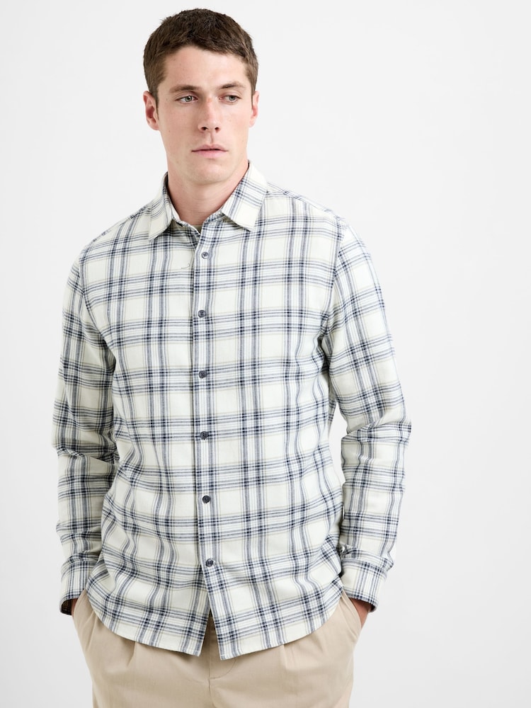 French Connection Natural Cotton Check Long Sleeve Button-Up Flannel Shirt - Image 1 of 4 French Connection Natural Cotton Check Long Sleeve Button-Up Flannel Shirt - Image 1 of 4