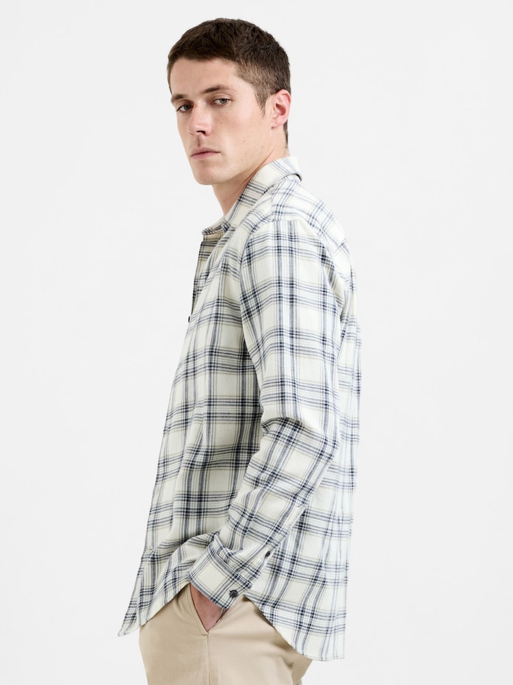 French Connection Natural Cotton Check Long Sleeve Button-Up Flannel Shirt - Image 4 of 4 French Connection Natural Cotton Check Long Sleeve Button-Up Flannel Shirt - Image 4 of 4