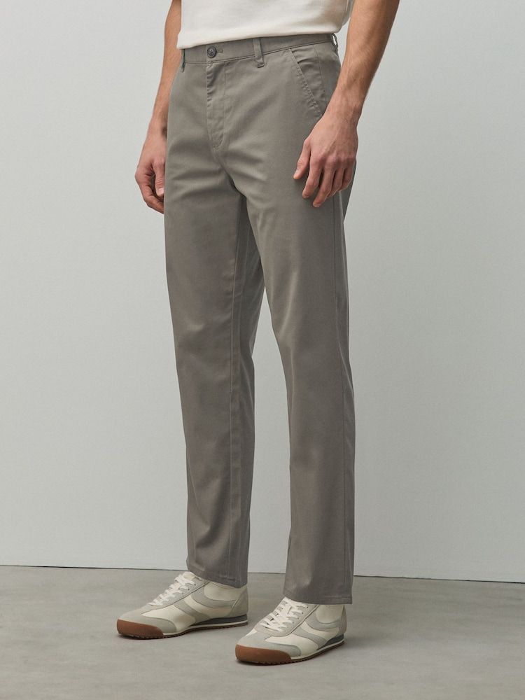 Mushroom Brown Straight Fit Cotton Rich Stretch Chinos - Image 1 of 10