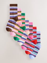Multi Bright Stripe Ankle Socks 7 Pack - Image 1 of 10
