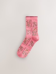 Pink Floral Textured Ankle Socks 3 Pack - Image 3 of 6