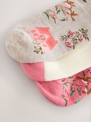 Pink Floral Textured Ankle Socks 3 Pack - Image 6 of 6
