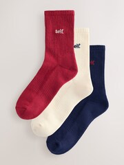 Mornarsko moder/bordo - Self. Komplet 3 parov nizkih nogavic s podloženim podplatom - Slika 1 iz 6