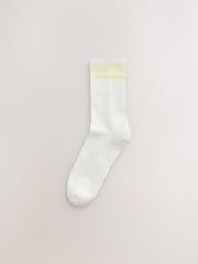 White/Pastel Stripe Cushion Sole Ribbed Sport Ankle Socks With Arch Support 3 Pack - Image 2 of 6