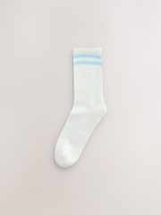White/Pastel Stripe Cushion Sole Ribbed Sport Ankle Socks With Arch Support 3 Pack - Image 3 of 6