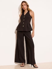 Lipsy Chocolate Brown Peplum Waistcoat - Image 3 of 4
