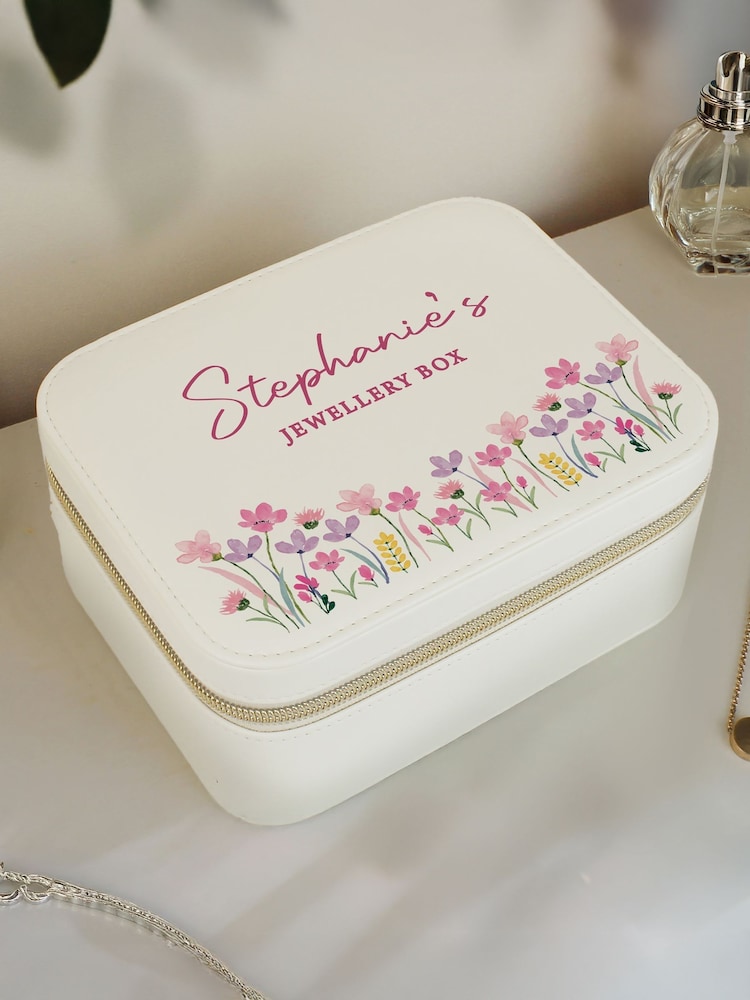 Personalised Floral Travel Jewellery Box by PMC - Image 1 of 3