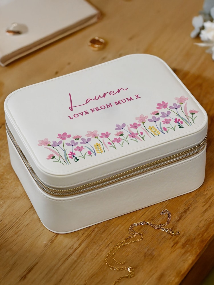 Personalised Floral Travel Jewellery Box by PMC - Image 2 of 3