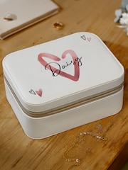 Personalised Heart Travel Jewellery Box by PMC - Image 1 of 3