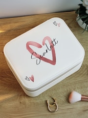 Personalised Heart Travel Jewellery Box by PMC - Image 2 of 3