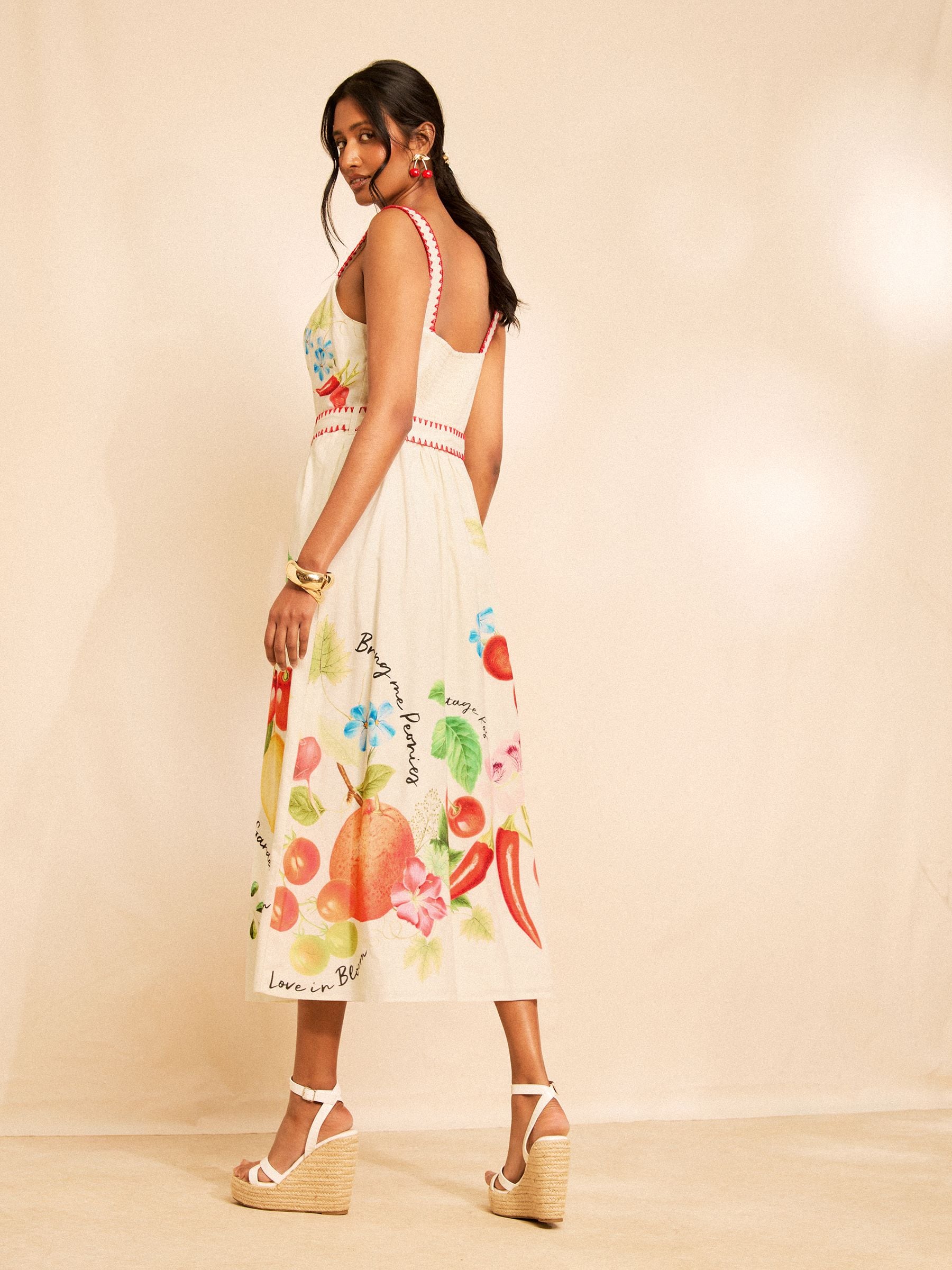 Buy Love & Roses X RHS Fruit Print Belted Midi Dress from Next USA