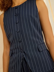 Love & Roses Navy Pinstripe Sleevless Crew neck Waistcoat - Image 3 of 4