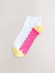 White/Cherry Heart Print Footbed Trainer Socks 4 Pack - Image 3 of 7