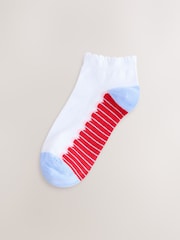 White/Cherry Heart Print Footbed Trainer Socks 4 Pack - Image 4 of 7