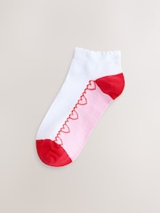White/Cherry Heart Print Footbed Trainer Socks 4 Pack - Image 5 of 7