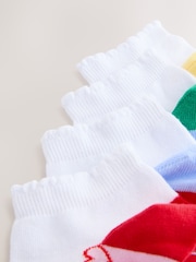 White/Cherry Heart Print Footbed Trainer Socks 4 Pack - Image 7 of 7