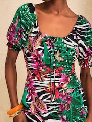 Love & Roses Black Brazillia Scoop Neck Puff Sleeve Midi Dress - Image 2 of 4