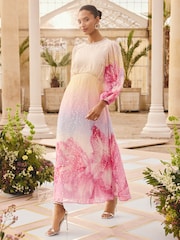 Love & Roses Embellished Neck Long Sleeve Midi Dress - 5的图像1｝