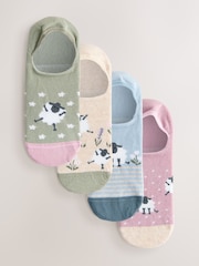 בכמה צבעים עם הדפס כבשים - מארז 4 קרסוליות בלתי נראות - תמונה 1 מתוך 7