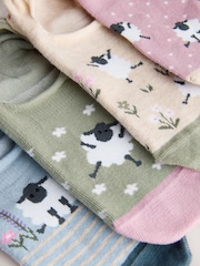 בכמה צבעים עם הדפס כבשים - מארז 4 קרסוליות בלתי נראות - תמונה 6 מתוך 7