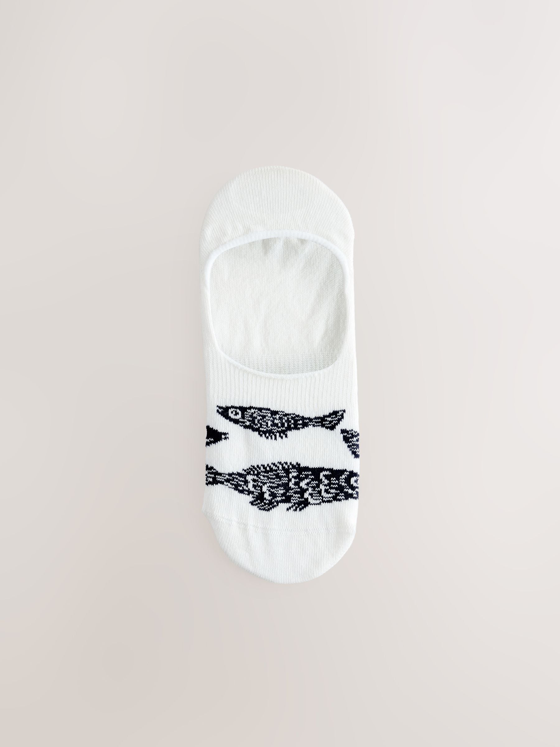 Buy White/Navy Blue Nautical Invisible Trainer Socks 4 Pack from