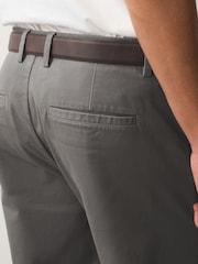 Light Grey Straight Fit Belted Soft Touch Chino Trousers - Image 5 of 9