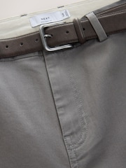 Light Grey Straight Fit Belted Soft Touch Chino Trousers - Image 7 of 9
