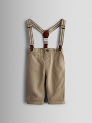 JoJo Maman Bébé Natural 4-Piece Body & Trouser Set With Bow Tie & Braces - Image 2 of 6