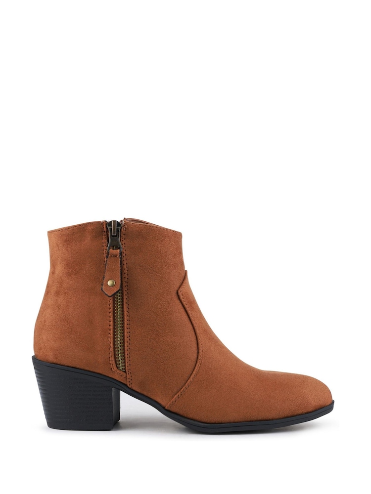 Pavers Brown Western-Heeled Ankle Boots - Image 1 of 5 Pavers Brown Western-Heeled Ankle Boots - Image 1 of 5