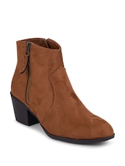 Pavers Brown Western-Heeled Ankle Boots - Image 2 of 5