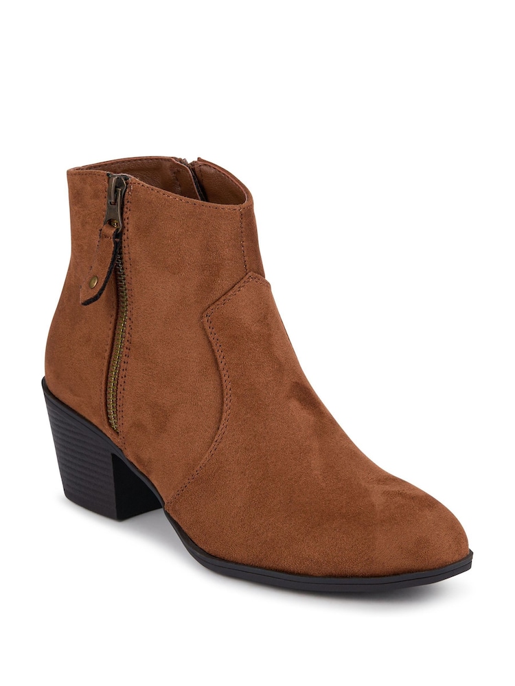 Pavers Brown Western-Heeled Ankle Boots - Image 2 of 5 Pavers Brown Western-Heeled Ankle Boots - Image 2 of 5