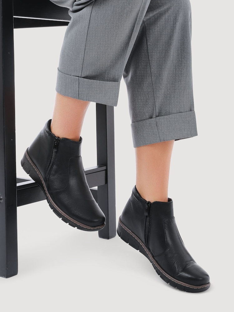 Pavers Black Leather Ankle Boots - Image 1 of 5 Pavers Black Leather Ankle Boots - Image 1 of 5