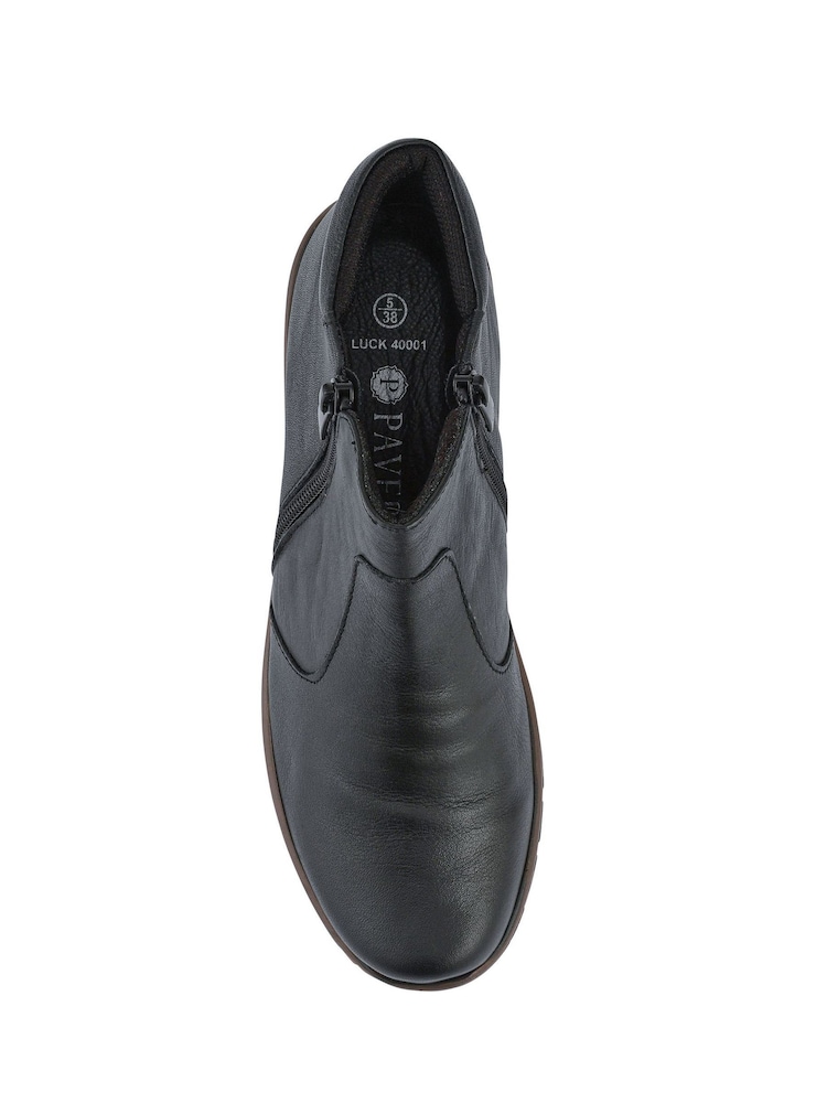 Pavers Black Leather Ankle Boots - Image 5 of 5 Pavers Black Leather Ankle Boots - Image 5 of 5