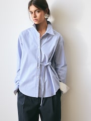 BHOEM Blue Stripes Shirt With Tie Detail - Image 1 of 6