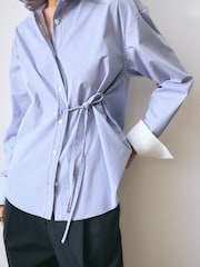 BHOEM Blue Stripes Shirt With Tie Detail - Image 5 of 6