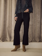BHOEM Buckle Detail Cropped Flare Black Trousers - Image 2 of 5