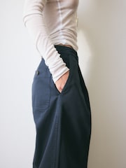BHOEM Navy Tapered Barrel Cotton Trousers - Image 5 of 7