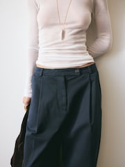 BHOEM Navy Tapered Barrel Cotton Trousers - Image 6 of 7