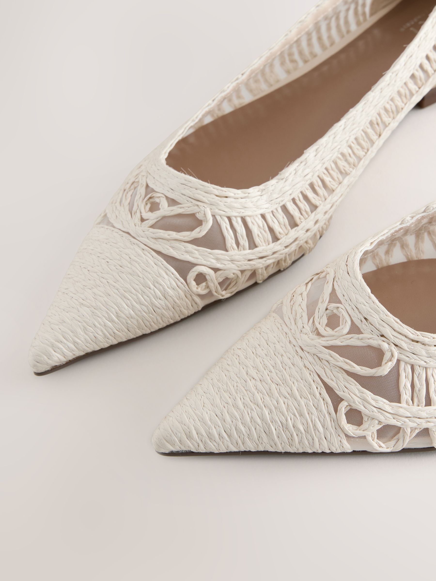 Buy White Forever Comfort® Point Toe Raffia Flats from Next USA