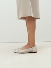 Bone Forever Comfort® Point Toe Raffia Flats - Image 4 of 5