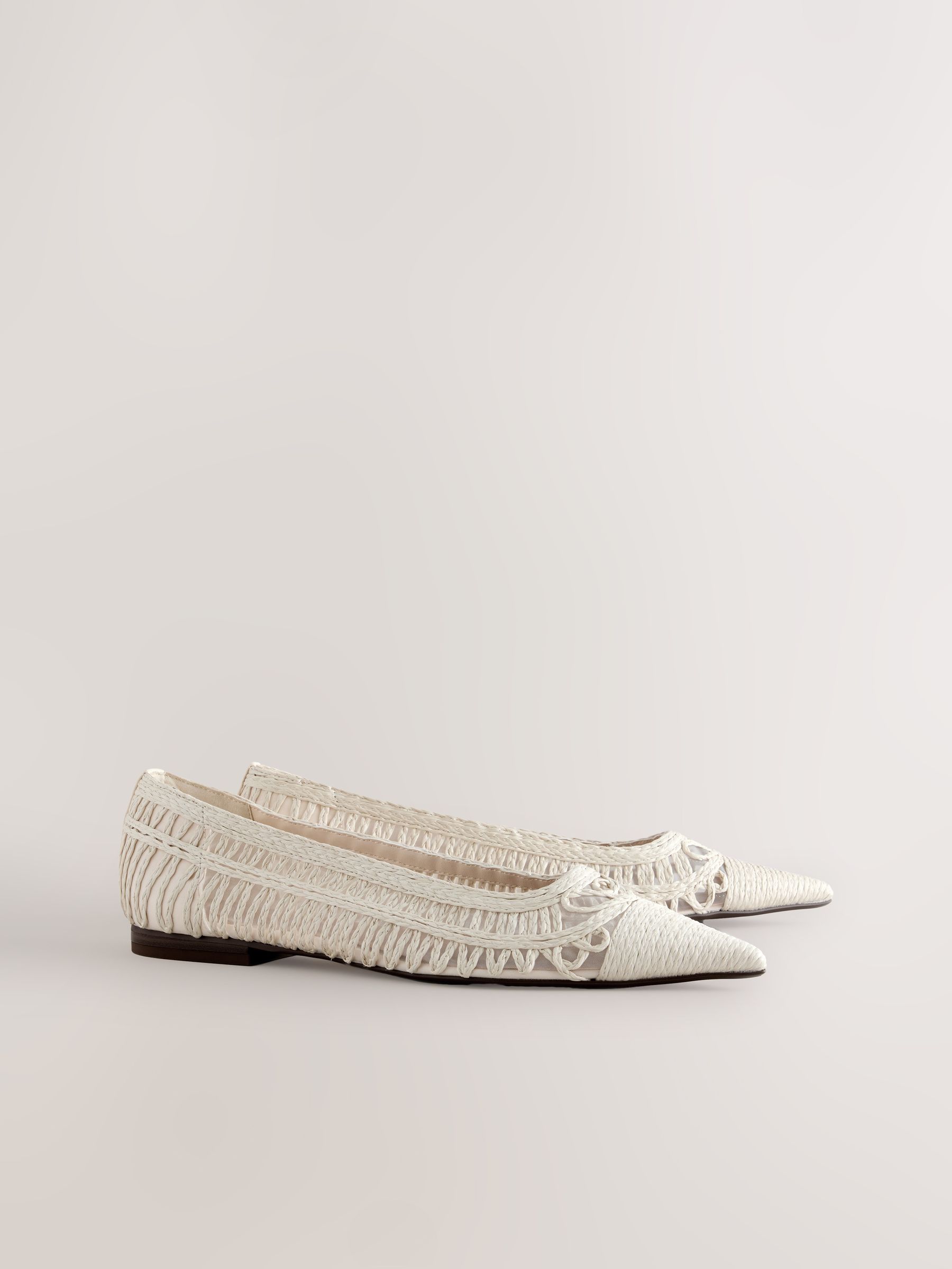 Buy White Forever Comfort® Point Toe Raffia Flats from the Next UK