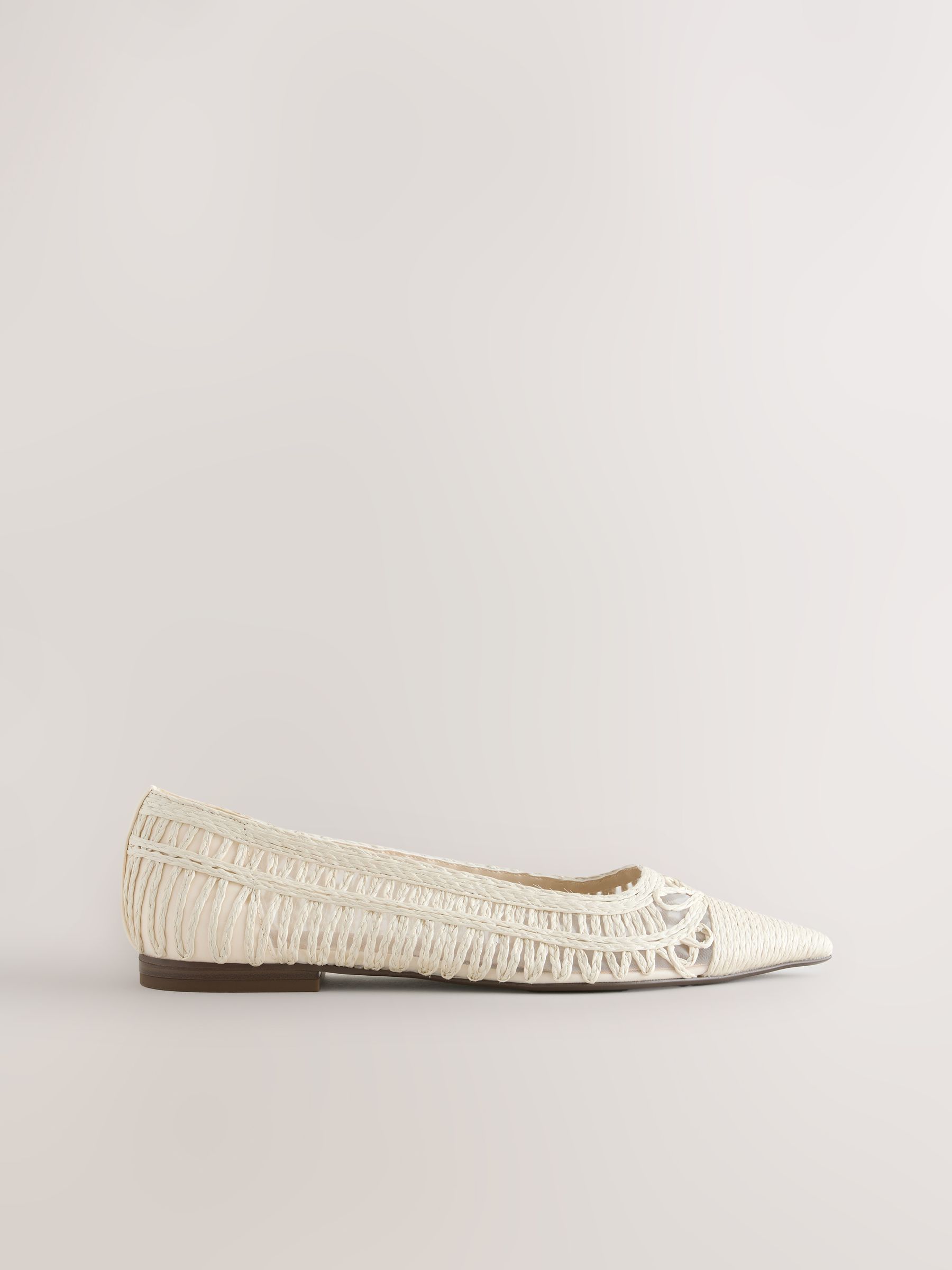 Buy White Forever Comfort® Point Toe Raffia Flats from Next USA