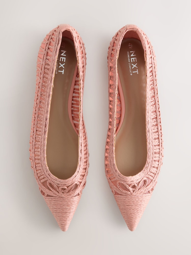 Coral Forever Comfort® Point Toe Raffia Flats - Image 1 of 5 Coral Forever Comfort® Point Toe Raffia Flats - Image 1 of 5