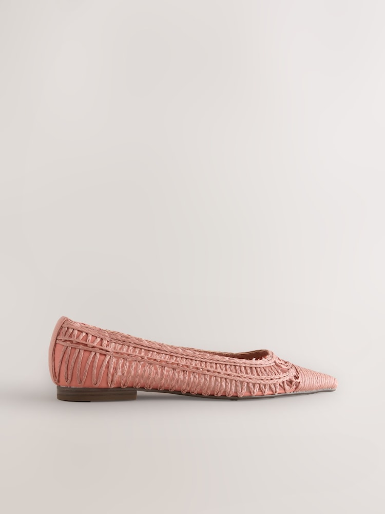 Coral Forever Comfort® Point Toe Raffia Flats - Image 2 of 5 Coral Forever Comfort® Point Toe Raffia Flats - Image 2 of 5