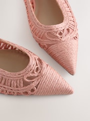 Coral Forever Comfort® Point Toe Raffia Flats - Image 4 of 5