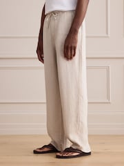 石灰色 - Signature 100% Linen Textured Trousers With Elasticated Waist - 圖片 1/6